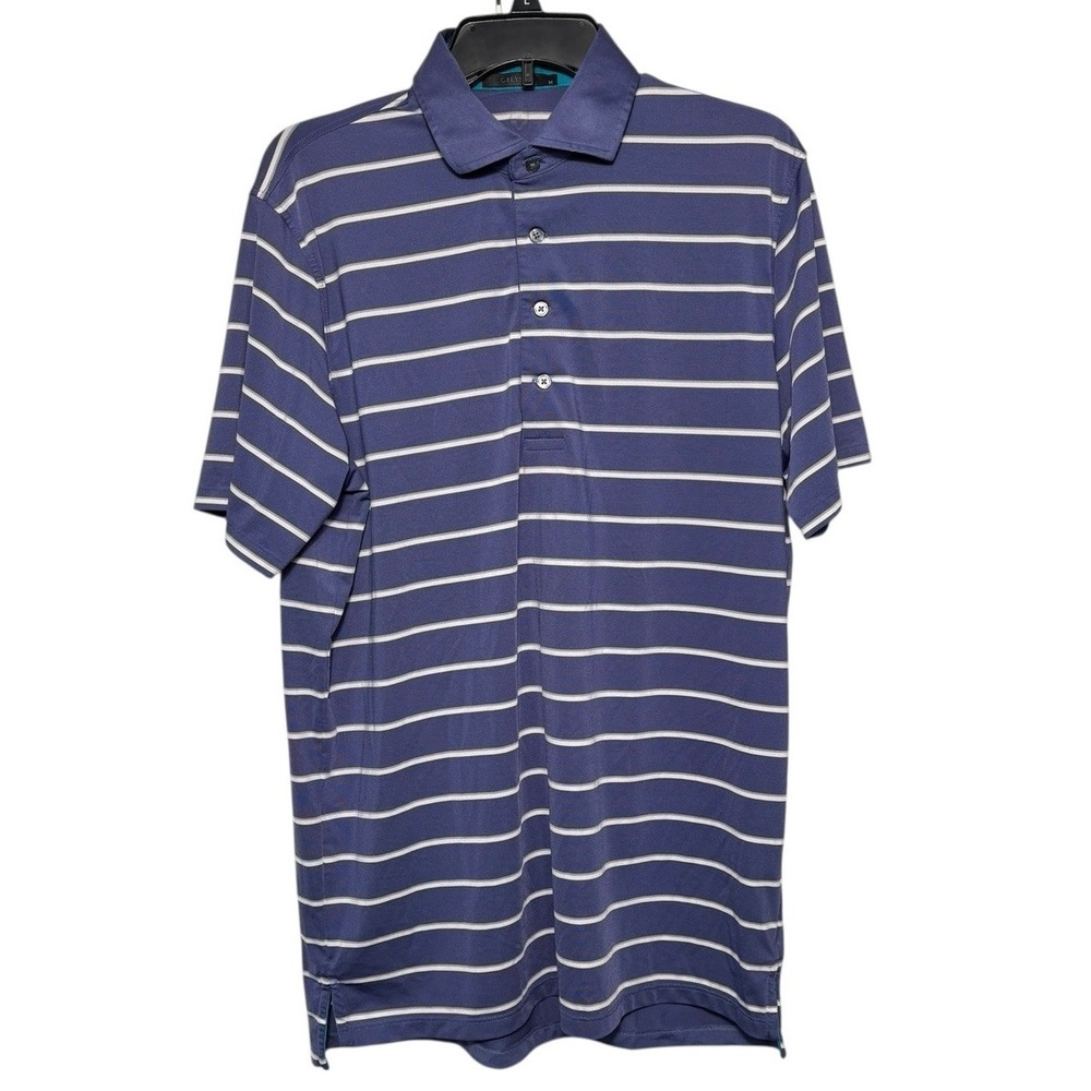Greyson Blue Stripe Men's Polo Size‎ M Performance Golf Wolf